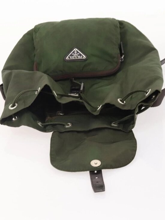 PRADA Backpack Nylon Green Silver Auth 174558 main image 12